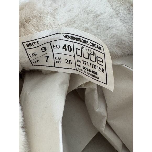 Hey Dude Women's Britt Shoes 9 Herringbone Cream Faux Fur Trim Comfort Cozy - Picture 8 of 13